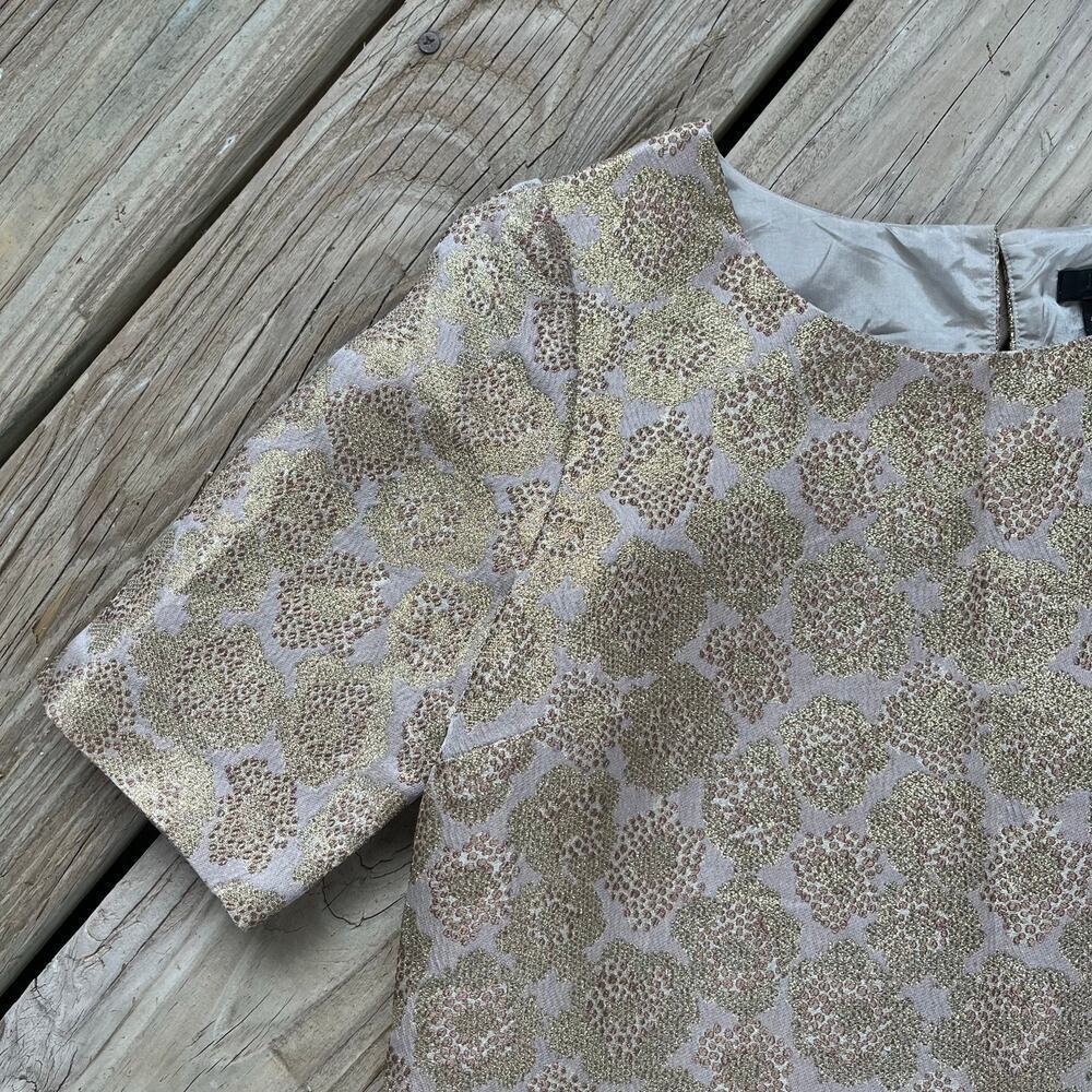 J.Crew Women's Gold Silk Blend Jacquard Printed Top Size 2 - Picture 4 of 7